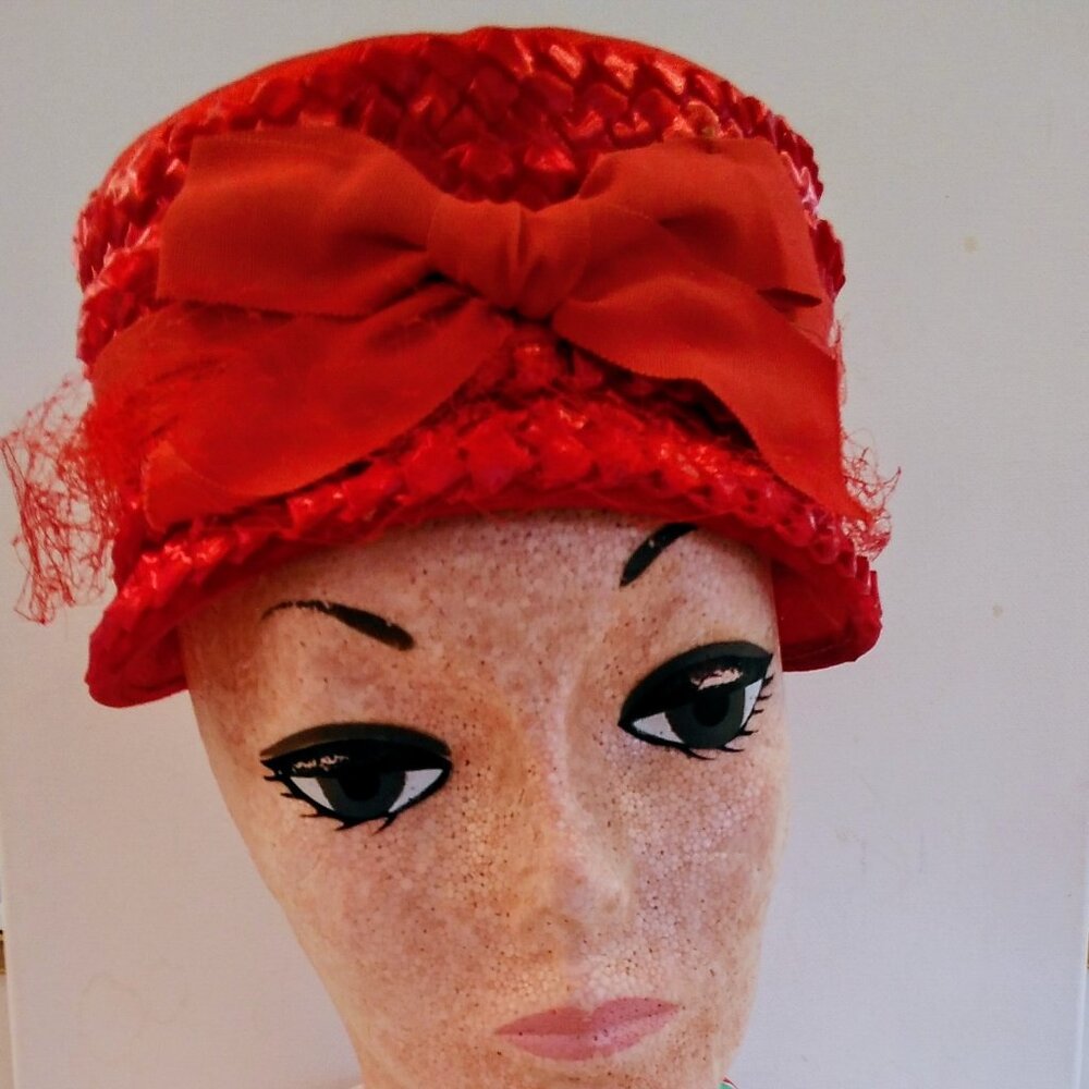 Vintage 1960s Red Ladies' Straw Hat